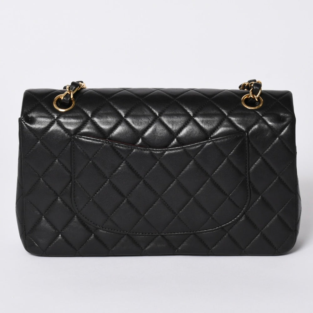 極美品 CHANEL シャネル マトラッセ25 Wフラップ Wチェーンショルダーバッグ 7番台 ココマーク ラムスキン ブラック ゴールド金具 中古 4a000622