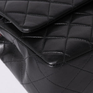 極美品 CHANEL シャネル マトラッセ25 Wフラップ Wチェーンショルダーバッグ 7番台 ココマーク ラムスキン ブラック ゴールド金具 中古 4a000622