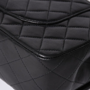 極美品 CHANEL シャネル マトラッセ25 Wフラップ Wチェーンショルダーバッグ 7番台 ココマーク ラムスキン ブラック ゴールド金具 中古 4a000622