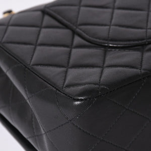 極美品 CHANEL シャネル マトラッセ25 Wフラップ Wチェーンショルダーバッグ 7番台 ココマーク ラムスキン ブラック ゴールド金具 中古 4a000622