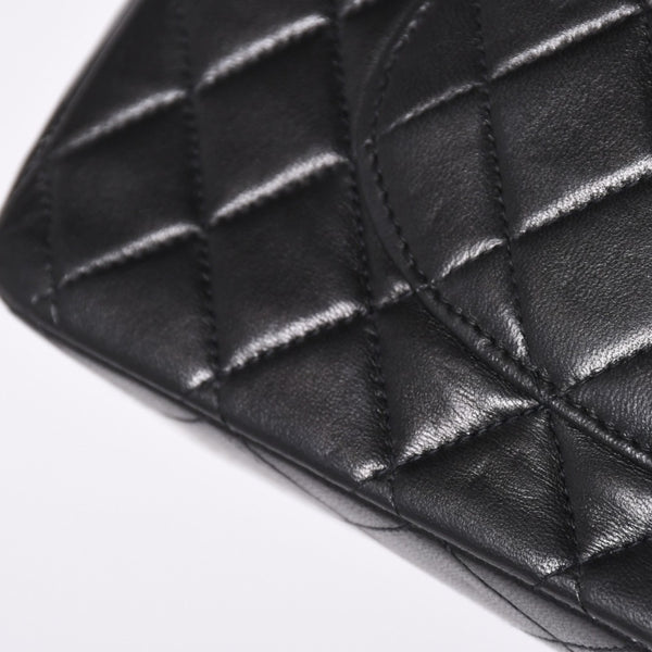極美品 CHANEL シャネル マトラッセ25 Wフラップ Wチェーンショルダーバッグ 7番台 ココマーク ラムスキン ブラック ゴールド金具 中古 4a000622
