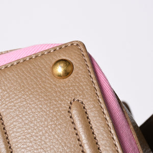 SAINT LAURENT サンローラン ミューズトゥ ハンドバッグ ショルダーバッグ 283761 ベージュ ピンク レザー ゴールド金具 美品 中古 4a001689