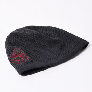 CHROME HEARTS クロムハーツ ニット帽 サーマルニット帽 ロゴコットン ホースシュー ブラック レッド 美品 中古 4a001967