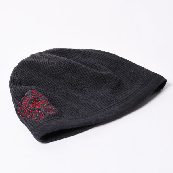 CHROME HEARTS クロムハーツ ニット帽 サーマルニット帽 ロゴコットン ホースシュー ブラック レッド 美品 中古 4a001967
