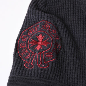 CHROME HEARTS クロムハーツ ニット帽 サーマルニット帽 ロゴコットン ホースシュー ブラック レッド 美品 中古 4a001967
