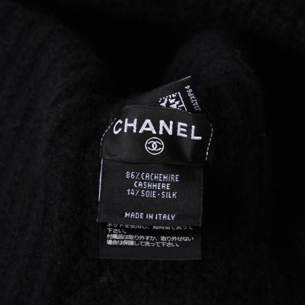 New and unused CHANEL 26AW flight cap pilot cap with bonbon knit cap AAB271 here mark cashmere silk black used 4a001771