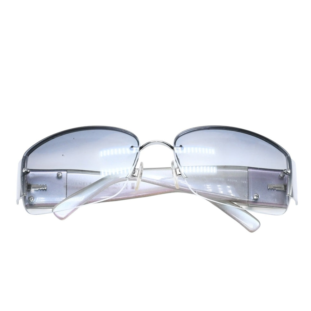 Very Good Condition CHANEL Half Rim Sunglasses 4117-B c.124/8G Size 62□16 125 Coco Mark Iridescent Color Rhinestone Used 4a002131