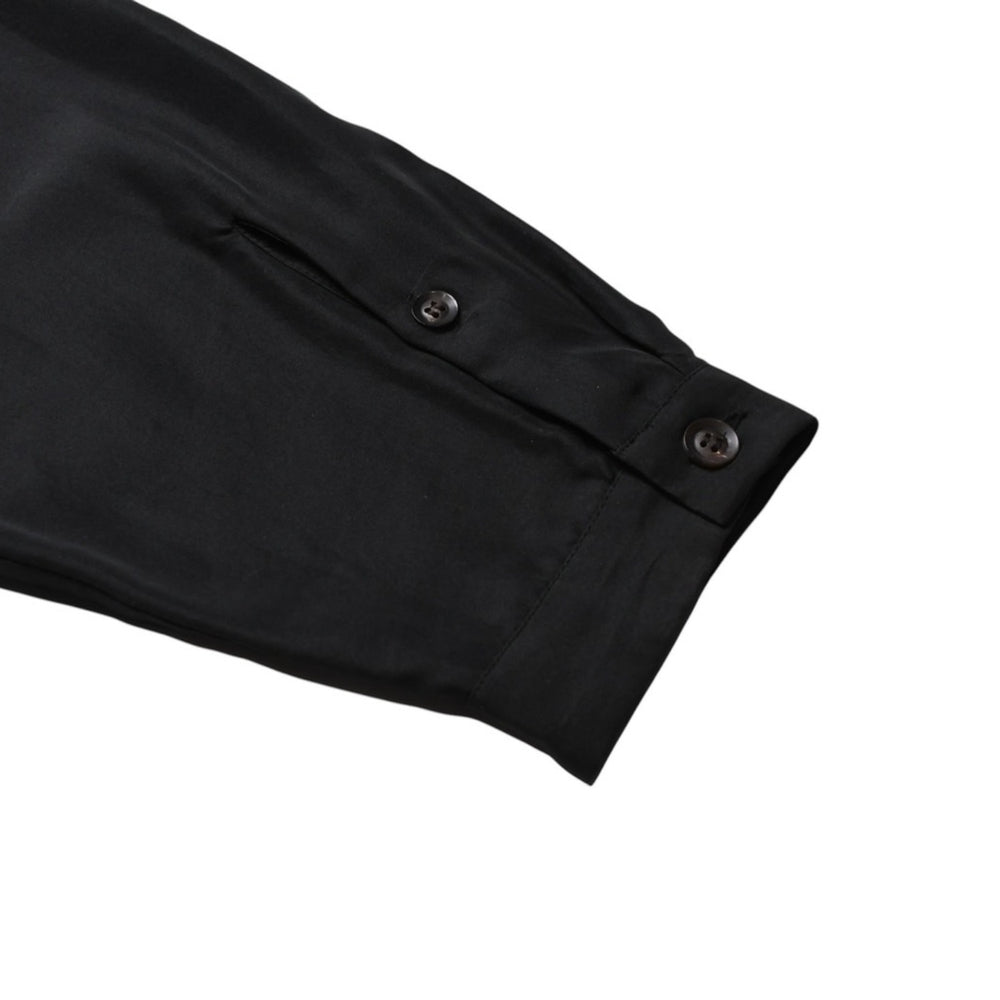 極美品 Yohji Yamamoto POUR HOMME ヨウジヤマモトプールオム 18SS HW-B31-419 サイトウユウスケ シルク ブラウス 長袖シャツ ブラック 大正モダンガール 中古 4a002421