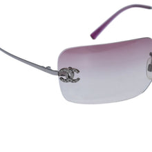 画像をギャラリービューアに読み込む, 極美品 CHANEL シャネル Sunglasses サングラス リムレス サイドラインストーンココマーク ピンク シルバーフレーム 4017-D 中古 4a002449