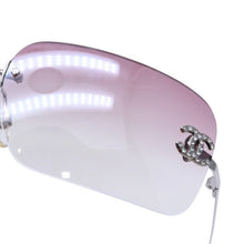 画像をギャラリービューアに読み込む, 極美品 CHANEL シャネル Sunglasses サングラス リムレス サイドラインストーンココマーク ピンク シルバーフレーム 4017-D 中古 4a002449