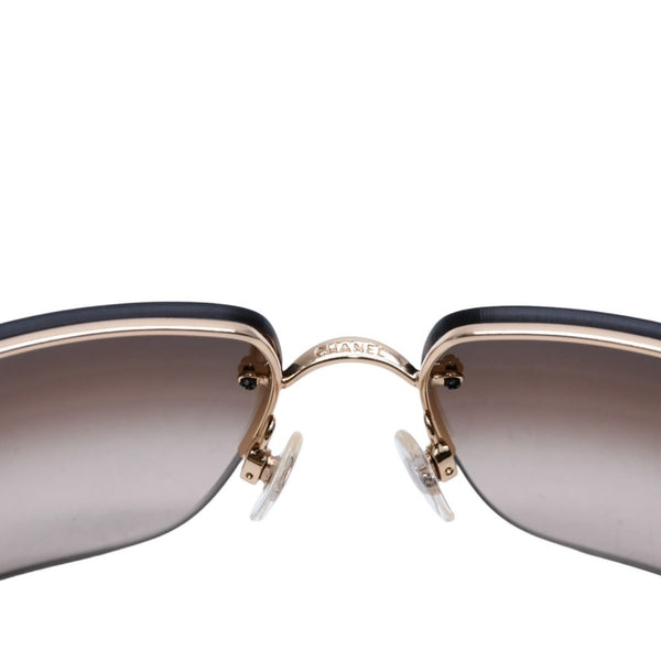新品未使用 CHANEL シャネル ハーフリム サングラス アイウェア 4107-B c.125/13 サイズ62□15 125 ゴールド ブラウン 中古 4a002135
