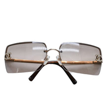 Load image into Gallery viewer, CHANEL シャネル ハーフリム サングラス アイウェア 4092-B c.125/12 サイズ62□15 120 ココマーク ラインストーン ゴールド 美品 中古 4a002137