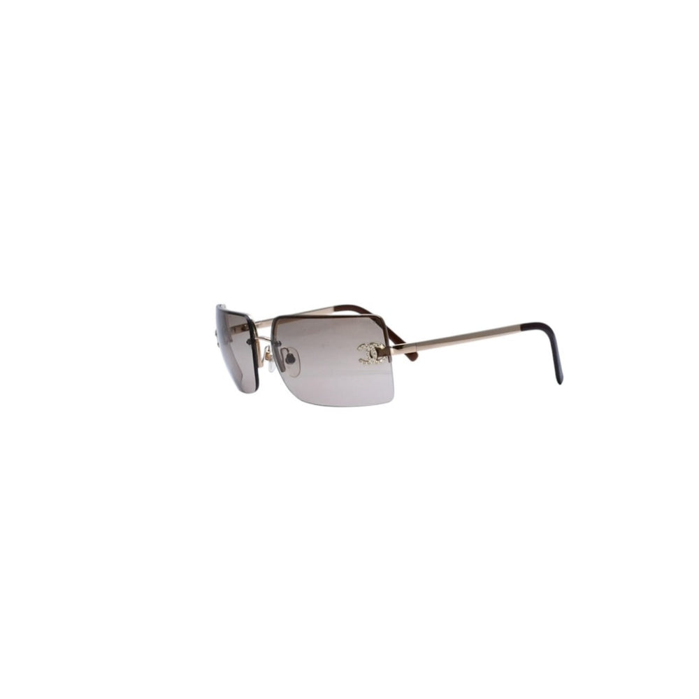 CHANEL Half Rim Sunglasses Eyewear 4092-B c.125/12 Size 62□15 120 Coco Mark Rhinestone Gold Good Condition Used 4a002137