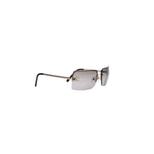 Load image into Gallery viewer, CHANEL シャネル ハーフリム サングラス アイウェア 4092-B c.125/12 サイズ62□15 120 ココマーク ラインストーン ゴールド 美品 中古 4a002137