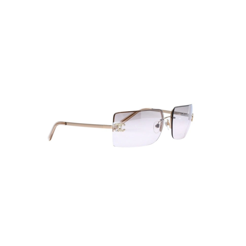 CHANEL Half Rim Sunglasses Eyewear 4092-B c.102/8Z Size 62□15 120 Coco Mark Rhinestone Good Condition Used 4a002136
