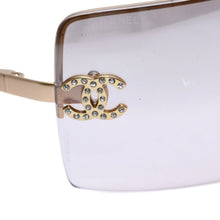 Load image into Gallery viewer, CHANEL シャネル ハーフリム サングラス アイウェア 4092-B c.102/8Z サイズ62□15 120 ココマーク ラインストーン 美品 中古 4a002136