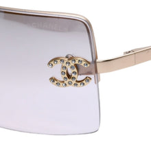Load image into Gallery viewer, CHANEL シャネル ハーフリム サングラス アイウェア 4092-B c.102/8Z サイズ62□15 120 ココマーク ラインストーン 美品 中古 4a002136