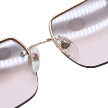 Load image into Gallery viewer, CHANEL シャネル ハーフリム サングラス アイウェア 4092-B c.102/8Z サイズ62□15 120 ココマーク ラインストーン 美品 中古 4a002136