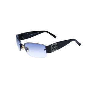 CHANEL シャネル ハーフリム サングラス アイウェア 4117-B c.101/8G サイズ62□16 125 ココマーク ラインストーン ブラック 美品 中古 4a002133