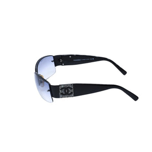 CHANEL シャネル ハーフリム サングラス アイウェア 4117-B c.101/8G サイズ62□16 125 ココマーク ラインストーン ブラック 美品 中古 4a002133