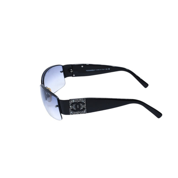 CHANEL シャネル ハーフリム サングラス アイウェア 4117-B c.101/8G サイズ62□16 125 ココマーク ラインストーン ブラック 美品 中古 4a002133
