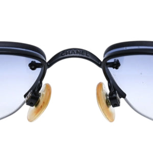 CHANEL シャネル ハーフリム サングラス アイウェア 4117-B c.101/8G サイズ62□16 125 ココマーク ラインストーン ブラック 美品 中古 4a002133