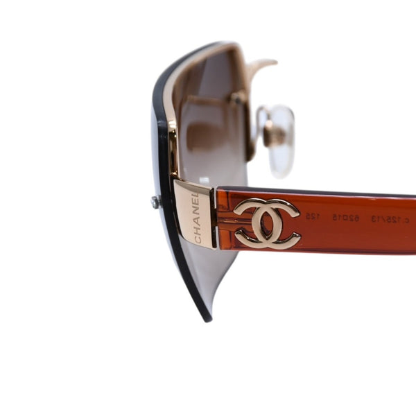 新品未使用 CHANEL シャネル ハーフリム サングラス アイウェア 4107-B c.125/13 サイズ62□15 125 ゴールド ブラウン 中古 4a002135