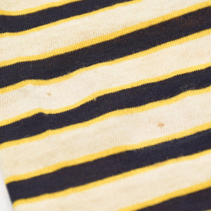 極美品 STUDIO 0001 BY FERRE スタジオゼロゼロゼロワンバイフェレ Vネック半袖カットソー 刺繍ワッペン Tシャツ イエロー ブラック 中古 4a002143