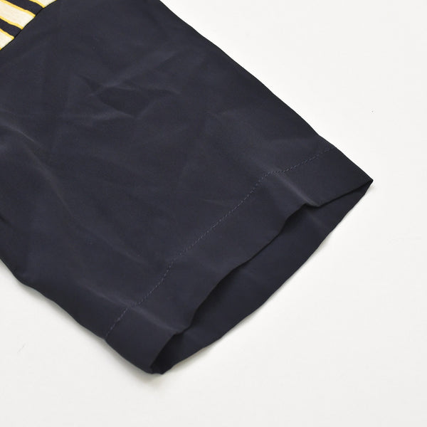 極美品 STUDIO 0001 BY FERRE スタジオゼロゼロゼロワンバイフェレ Vネック半袖カットソー 刺繍ワッペン Tシャツ イエロー ブラック 中古 4a002143