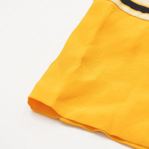 極美品 STUDIO 0001 BY FERRE スタジオゼロゼロゼロワンバイフェレ Vネック半袖カットソー 刺繍ワッペン Tシャツ イエロー ブラック 中古 4a002143