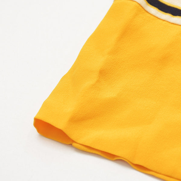 極美品 STUDIO 0001 BY FERRE スタジオゼロゼロゼロワンバイフェレ Vネック半袖カットソー 刺繍ワッペン Tシャツ イエロー ブラック 中古 4a002143
