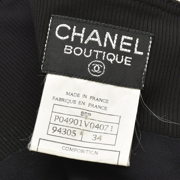 極美品 CHANEL シャネル シャネルブティックブラックスカート フレア メロー仕上げ レーヨン スカート ヴィンテージ ブラック 黒 中古 4a002148