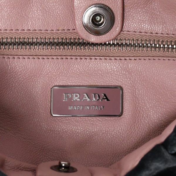 Very good condition PRADA velor one shoulder bag bijou rhinestone logo dark green silver hardware used 4a002150