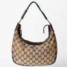 画像をギャラリービューアに読み込む, GUCCI グッチ ハンドバッグ GG柄 145811 シェリーライン GGキャンバス レザー シルバー金具 美品 中古 4a001092