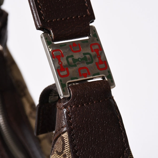 GUCCI グッチ ハンドバッグ GG柄 145811 シェリーライン GGキャンバス レザー シルバー金具 美品 中古 4a001092
