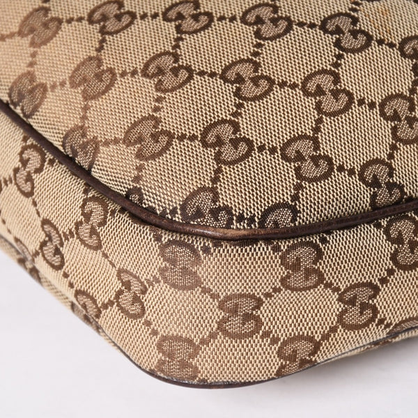 GUCCI グッチ ハンドバッグ GG柄 145811 シェリーライン GGキャンバス レザー シルバー金具 美品 中古 4a001092
