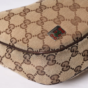 GUCCI グッチ ハンドバッグ GG柄 145811 シェリーライン GGキャンバス レザー シルバー金具 美品 中古 4a001092