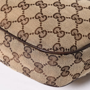 GUCCI グッチ ハンドバッグ GG柄 145811 シェリーライン GGキャンバス レザー シルバー金具 美品 中古 4a001092