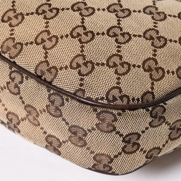 GUCCI グッチ ハンドバッグ GG柄 145811 シェリーライン GGキャンバス レザー シルバー金具 美品 中古 4a001092