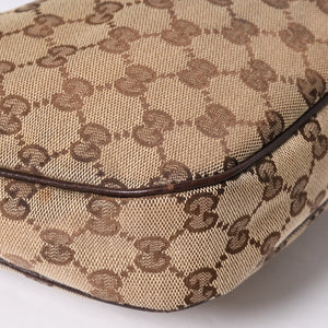 GUCCI グッチ ハンドバッグ GG柄 145811 シェリーライン GGキャンバス レザー シルバー金具 美品 中古 4a001092