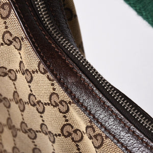 GUCCI グッチ ハンドバッグ GG柄 145811 シェリーライン GGキャンバス レザー シルバー金具 美品 中古 4a001092