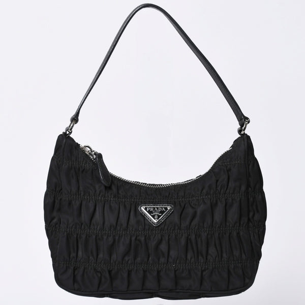 Very Good Condition PRADA Hobo One Shoulder Bag 1NE204 Triangle Logo Triangle Logo Plate Nylon Black Used 4a001931