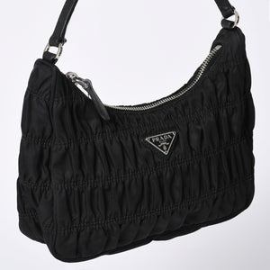 Very Good Condition PRADA Hobo One Shoulder Bag 1NE204 Triangle Logo Triangle Logo Plate Nylon Black Used 4a001931