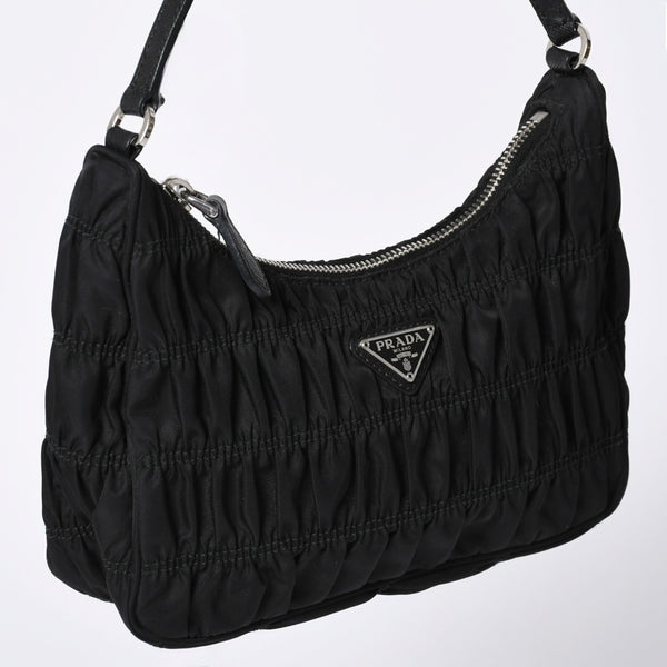 Very Good Condition PRADA Hobo One Shoulder Bag 1NE204 Triangle Logo Triangle Logo Plate Nylon Black Used 4a001931