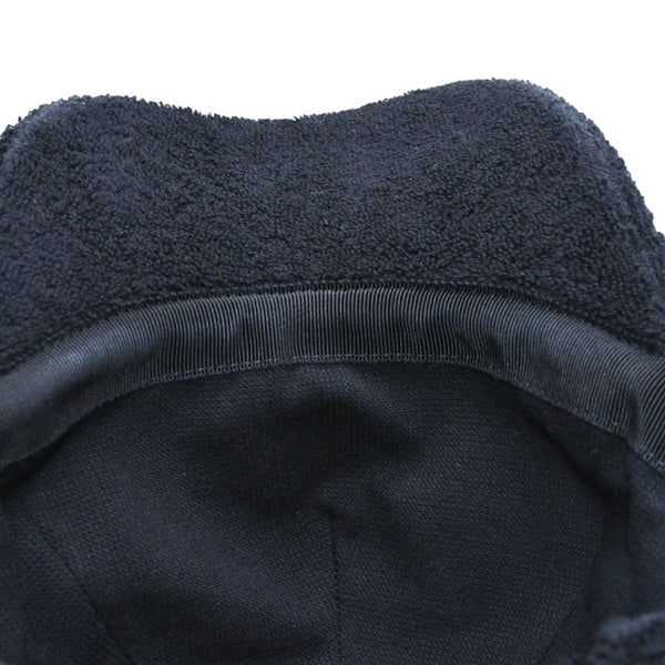 極美品 CHANEL シャネル パイルキャップ フリーサイズ ココマーク コットン ブラック ギャザーゴムバンド 刺繍ロゴ 中古 4a002795