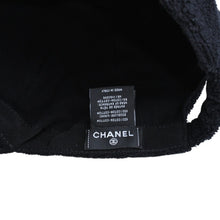 画像をギャラリービューアに読み込む, 極美品 CHANEL シャネル パイルキャップ フリーサイズ ココマーク コットン ブラック ギャザーゴムバンド 刺繍ロゴ 中古 4a002795