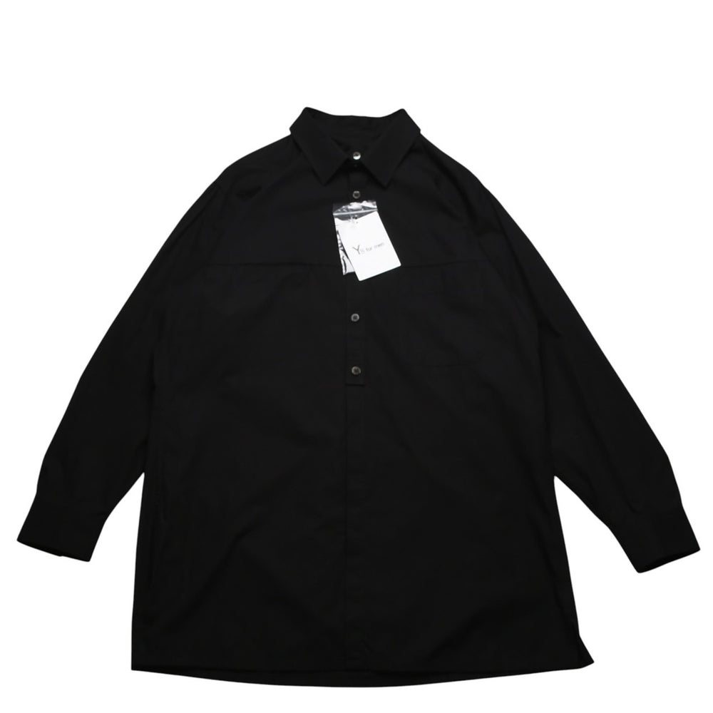 Very good condition Y's for men Y's Yohji Yamamoto long sleeve black broad shirt tumbler double collar cotton broad fabric MO-B04-001-2 Used 4a002165