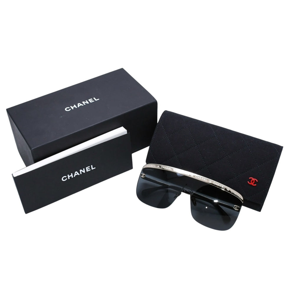新品未使用 CHANEL シャネル リムレス サングラス アイウェア 71507 L9514 ココマーク トップロゴ ブラック ゴールド 中古 4a002992