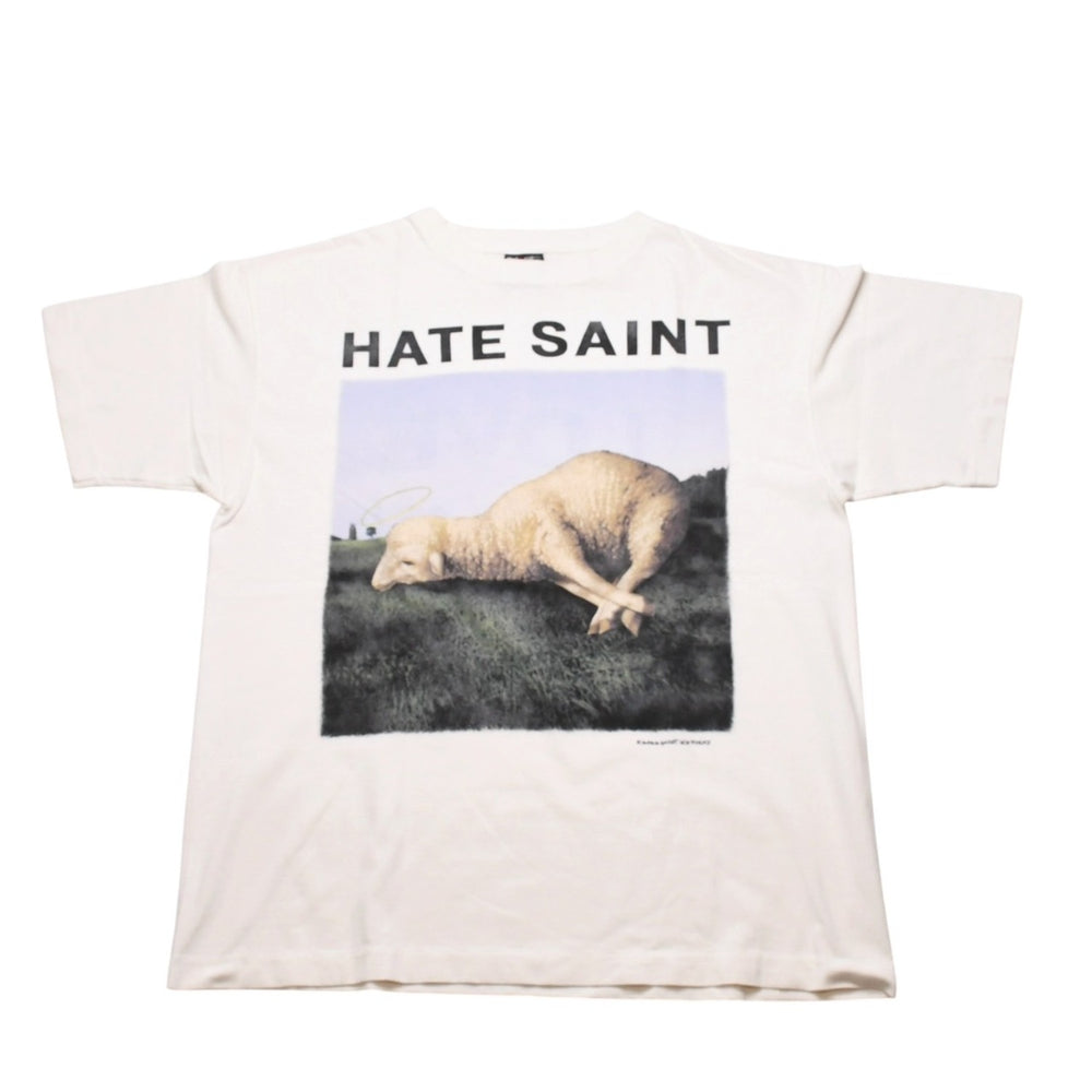 新品未使用 SAINT MICHAEL セントマイケル SAMPLE サンプル品 HATE SAINT 半袖Tシャツ サイズXL ホワイト 中古 4a002174
