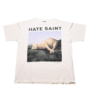 新品未使用 SAINT MICHAEL セントマイケル SAMPLE サンプル品 HATE SAINT 半袖Tシャツ サイズXL ホワイト 中古 4a002174